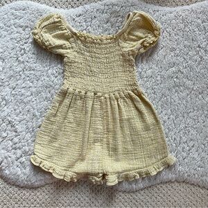 Toddler Girls Yellow Romper with White Flowers